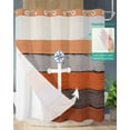 thumbnail image 2 of No Hook Shower Curtain with Snap-in Liner, Nautical Anchor Waterproof Fabric Bathroom Curtains, Vintage Orange Brown Wooden Grain Bath Curtains & Mesh Top Window 72"x78" Long, 2 of 6