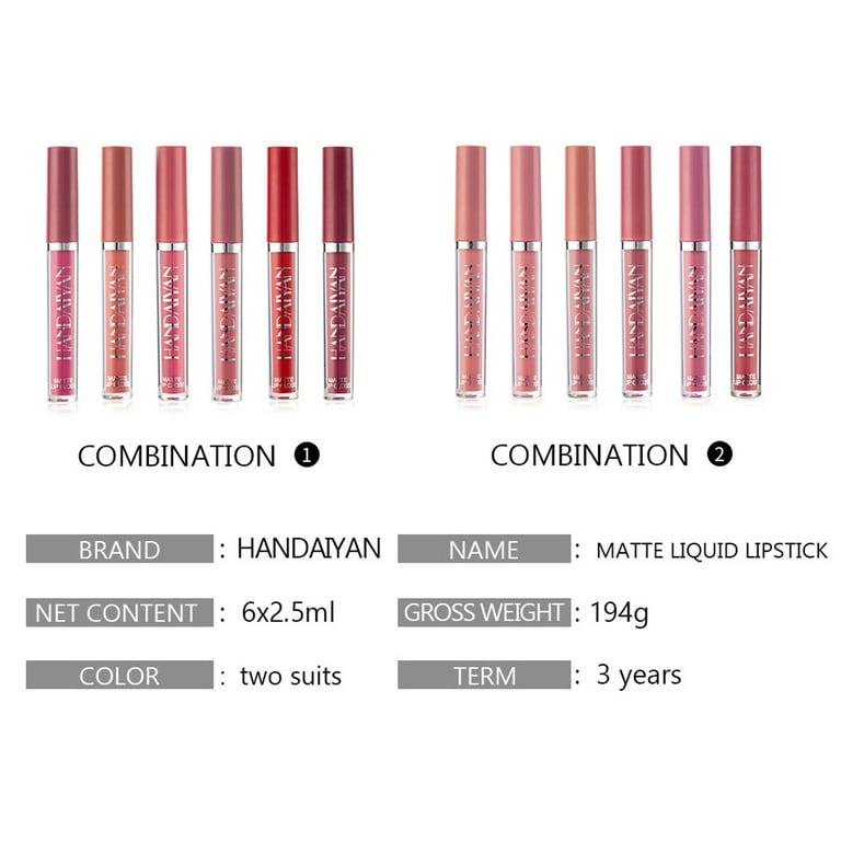 Herrnalise 6 Lipstick Set Non-stick Matte Lip Gloss Set Multi-color  Lipstick 2.5ml Makeup on Sale Clearance