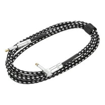 1 PCS Guitar Instrument Cable 10 Feet 1/4" to 1/4" 6.35mm Straight to Right Angle Interconnect Cord Braided White