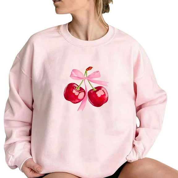 LYXSSBYX Sweatshirts for Women Loose Fit Women's Bow Sweatshirt Cute Long Sleeve Round Neck Pullover Top