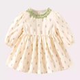 thumbnail image 2 of Odeerbi Infant Girls Fall Winter Cotton Dress Princess Dress Spring Fall New Floral Sweet Baby Dresses Long Sleeve Skirt Dresses Beige, 2 of 9