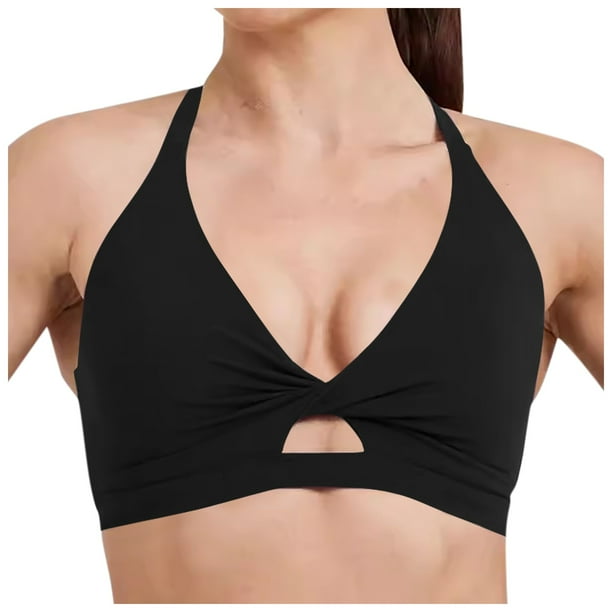 Sujetador deportivo a prueba de golpes para mujer - Tirantes ajustables, cuello en V, relleno extraíble, nailon/spandex, yoga, running, fitness, tallas S-XL, contorno de pecho 66-75 cm