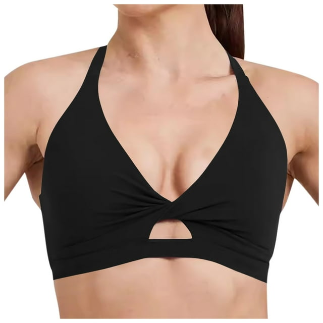 Sujetador deportivo a prueba de golpes para mujer - Tirantes ajustables, cuello en V, relleno extraíble, nailon/spandex, yoga, running, fitness, tallas S-XL, contorno de pecho 66-75 cm