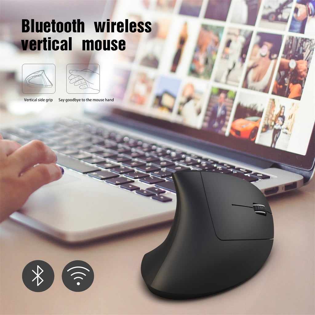 Ergonomic Vertical Wireless Mouse Bluetooth 5.0 and 2.4g Usb Receiver Adjustable Dpi Settings for Pc Laptop Desktop Mac Windows Computer Office Home Work Travel Portable Use