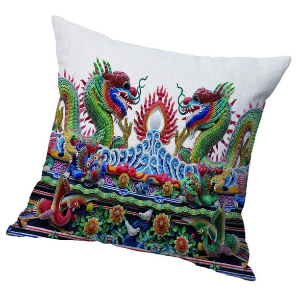 Funda de almohada de algodón duradera, funda de cojín para sofá cama, decoración del hogar, funda de almohada Dragon 50cm