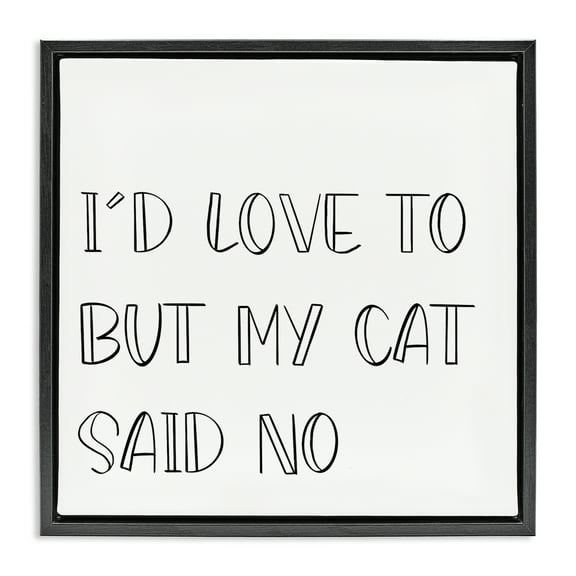 Stupell Industries My Cat Said No Text & Numbers Painting Black Floater Framed Canvas Art Print Wall Art, 18 x 18