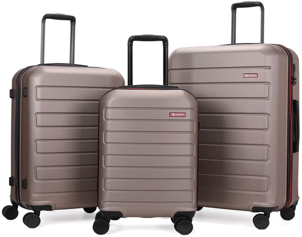 2-Piece Set, Champagne GinzaTravel Hardside Spinner Carry-On scratch-resistant Suitcase 20and 28set Luggage with Wheels Wear-resistant 