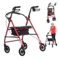 thumbnail image 1 of Andadera Rollator para Adultos Mayores Plegable con Asiento y Bolsa, Altura Ajustable, Ruedas de 7.5", Soporta 110 Kg (Color Rojo), 1 of 10