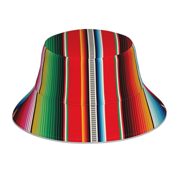 Kdxio Reflective Bucket Hat - Mexican Serape Blanket Stripes Print Bucket Hat for Men,Women