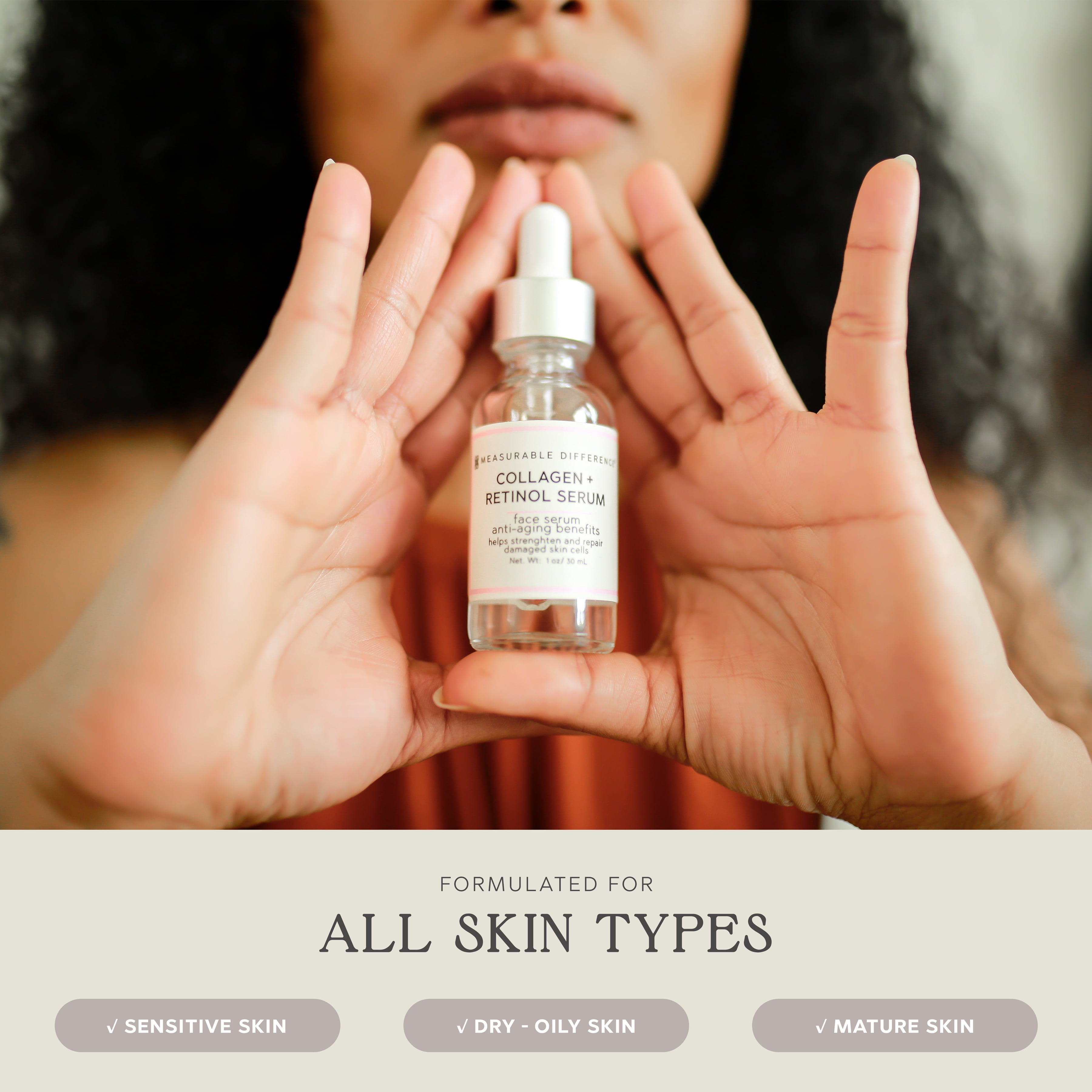 Measurable Difference Collagen + Retinol Serum, 1 oz - Slow Signs of Aging Skin, Improve Elasticity & Smooth Fine Lines