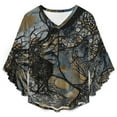 thumbnail image 4 of Abstract Textile Woven Artwork Women's V-Neck Blouse With 3/4 Ruffled Bell Sleeves Casual Top Ladies Blouses, 4 of 7