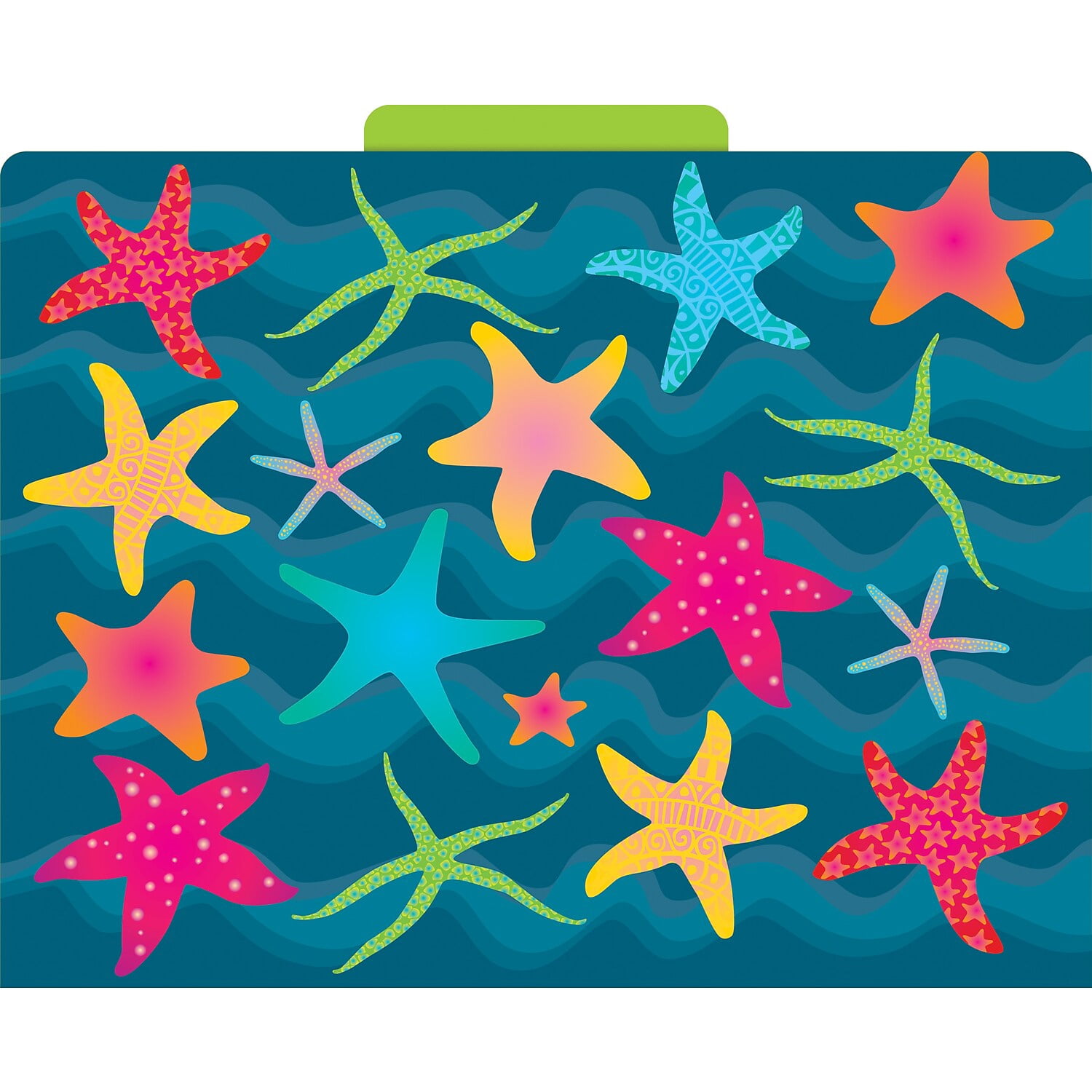 Barker Creek Kai Ola File Folders, 12-Pack, Multi-Design Set with Tropical Sea Life on Outside, Vibrant Solid Colors on Inside, Letter Size File Folders, 1/3 Cut Tabs, Pack of 12 (1373)
