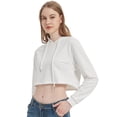 thumbnail image 4 of Feinuhan Womens Crop Top Sweatshirt Long Sleeve Hoodie Pullover, White, X-Large, 4 of 5