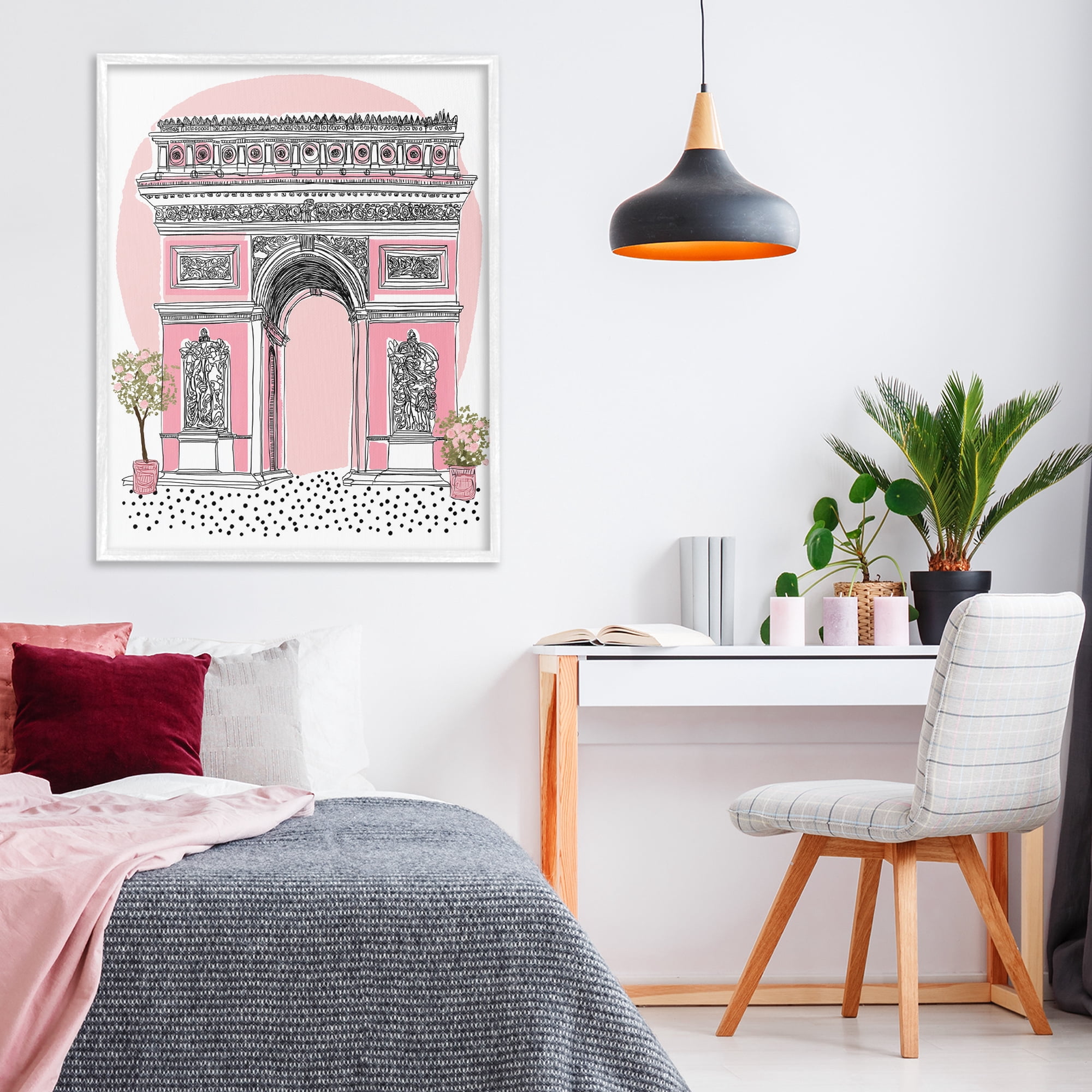 Stupell Industries Pink Neoclassical Archway White Framed Giclee Art, design by Jess Stempel