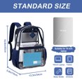 thumbnail image 2 of SANMADROLA Clear Backpack Heavy Duty, PVC See Through Book Bag for School Stadium Approved Transparent Backpack, Navy Blue, 2 of 8
