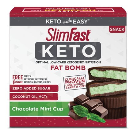 SlimFast Keto Fat Bomb Snacks, Mint Cup, Pack of 14 (Pack of 20)