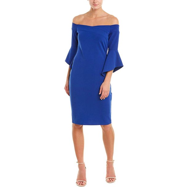 Bebe Womens Off The Shoulder W Flowy Sleeve Dress Royal Blue 2 Walmart Com
