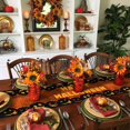 thumbnail image 3 of Halloween Table Runner-Cotton Linen- 120 Inch Holiday Dresser Scarves, Fall Black Orange Ghost Pumpkins Horror Tablerunner for Kitchen Coffee/Dining Bedroom Home Living Room Dinner Scarf Décor 13x120, 3 of 7