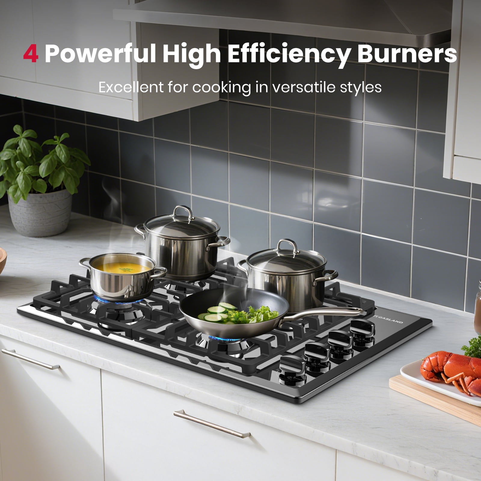 Gasland Chef 30 in. NG/LPG Convertible Gas Cooktop in Porcelain Enamel with 4 Burners