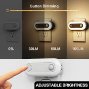 2-Pack Adjustable Light + Motion Sensor LED Night Lights, 3000K Warm, Plug-In with Button Control