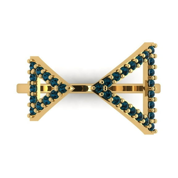 Statement Engagement Ring for Women - 0.2475ct Natural London Blue Topaz in 18K Yellow Gold Promise Ring