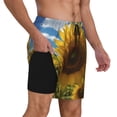 thumbnail image 2 of Daiia Sky Golden Sunflower Field Mens Swim Trunks Swim Shorts Quick Dry Swim Shorts with Mesh Lining Pockets-3X-Large, 2 of 9