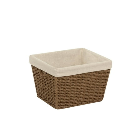 Brown Oval Basket - Honey Can Do Medium Parchment Cord Basket with Liner, Brown/Beige