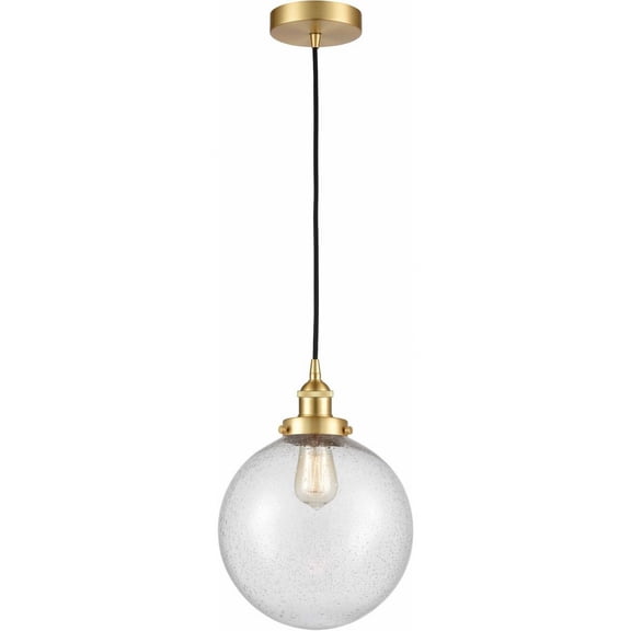 616-1PH-SG-G204-10 Innovations Lighting Beacon - 1 Light Mini Pendant In Industrial Style-13 Inches Tall and 10 Inches Wide-Satin Gold Finish-Seedy