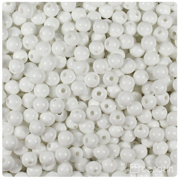 BeadTin White Opaque 6mm Round Craft Beads (500pcs)