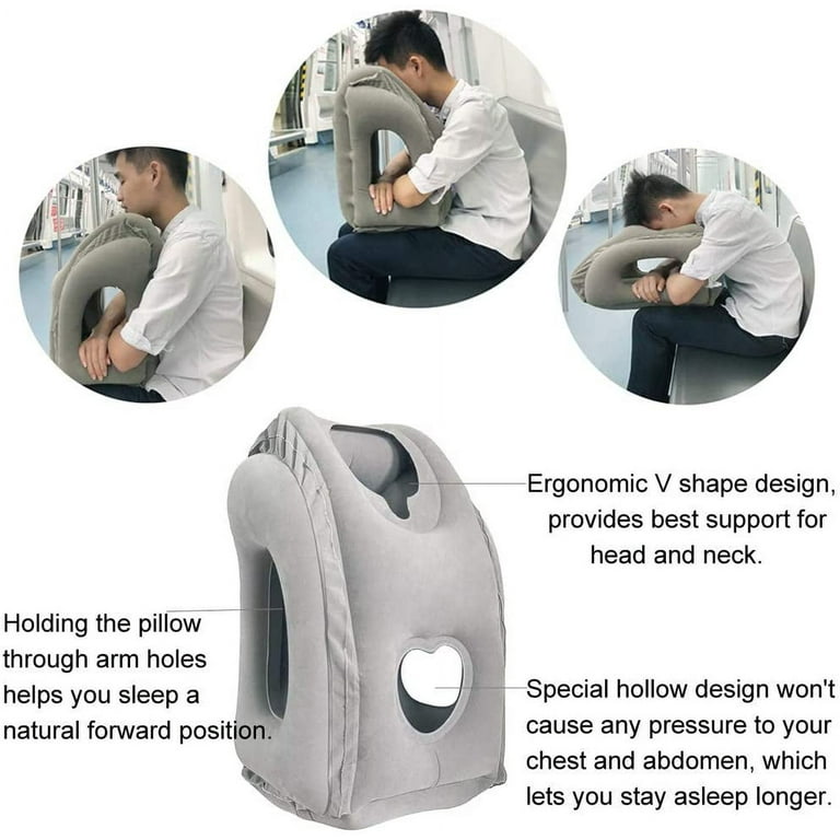 Inflatable Head Support Pillow for Airplane