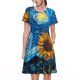 thumbnail image 1 of Disketp Starry Night Sunflower Field para Vestido de Manga Corta para Mujeres, Vestidos de Verano para Mujeres, Casual y Holgado para la Playa, 1 of 6