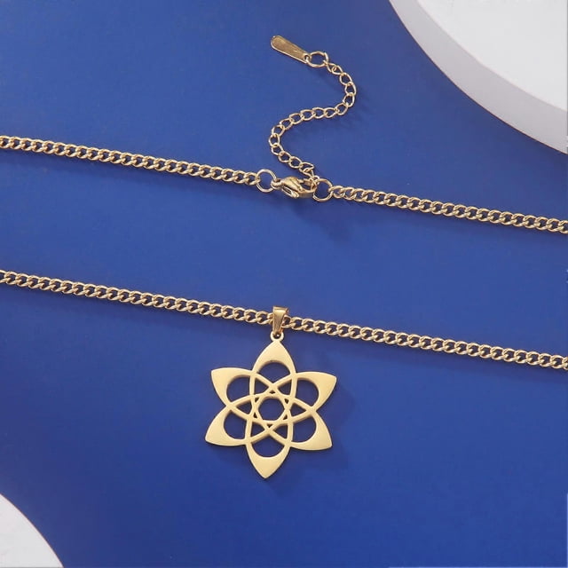 Chakra Lotus Flower Star of David Hebrew Pendant Necklace Religious Amulet Stainless Steel Women Jewish Jewelry Gift