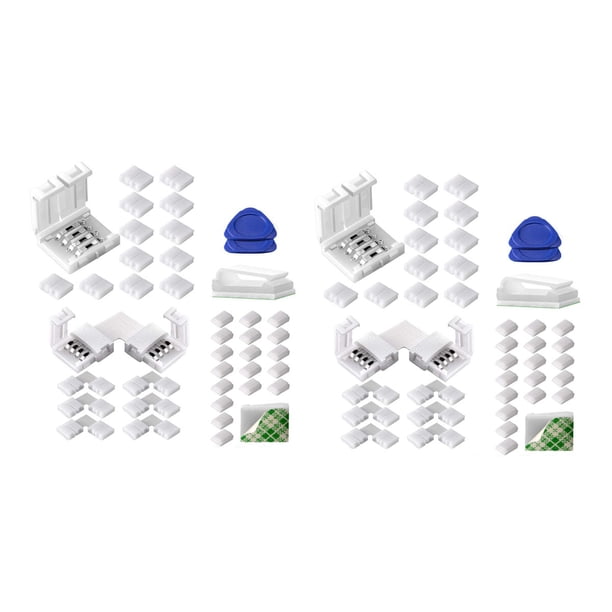 2 juegos Conectores de Tira de Luz LED Conectores de Luces LED RGB de 4 , Conectores Sin Espacios