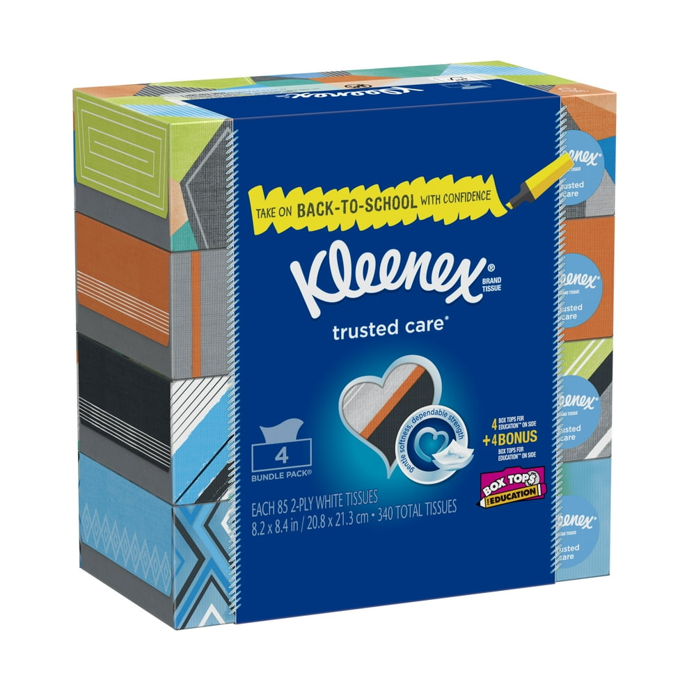 Kleenex Everyday, Facial Tissues 4 Flat Boxes (340 Total Tissues