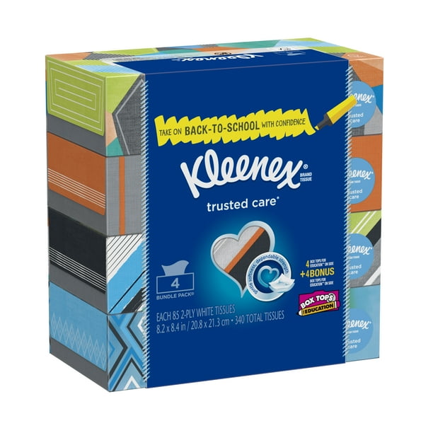 Kleenex Everyday, Facial Tissues 4 Flat Boxes (340 Total Tissues