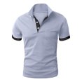 thumbnail image 2 of Men's Mesh Wicking Polo Shirt Color Accent Cuff Inner Placket Lightweight Daily Leisure Blouse, 2 of 5