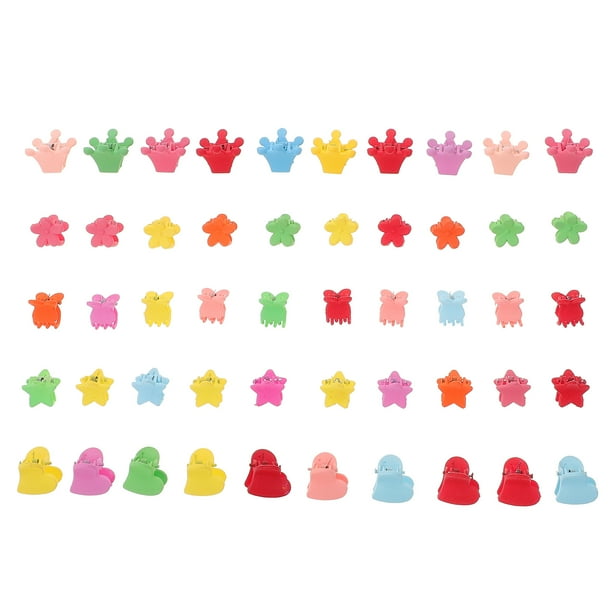 50 pinzas para el pelo con forma de corona, corazón, estrella y flor pequeñas para niñas