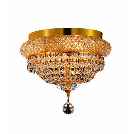 elegant lighting 1803f12g/rc primo 9-inch high 4-light flush mount, gold finish with crystal (clear) royal cut rc crystal