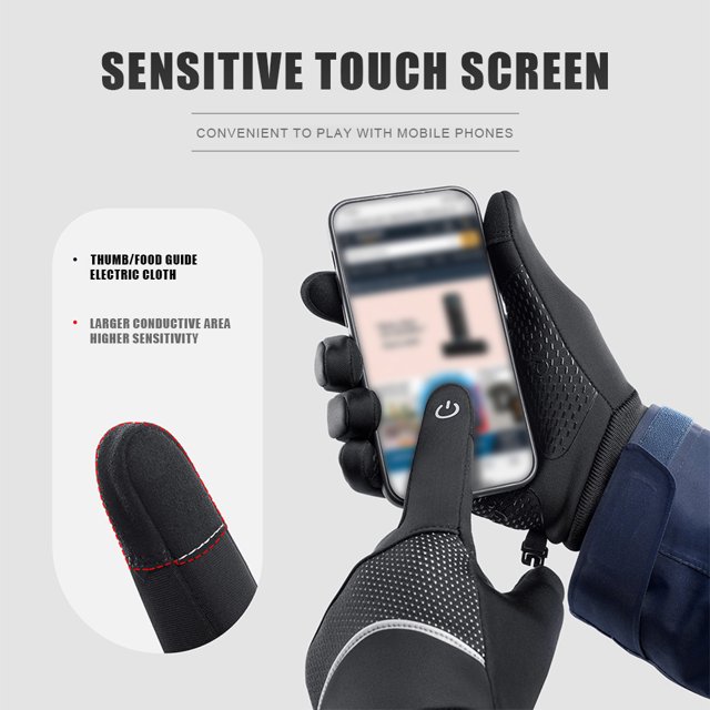 Guantes de moto para bicicleta de otoño e invierno impermeables con pantalla táctil para hombres y mujeres