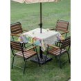 thumbnail image 5 of Square Outdoor Tablecloth with Umbrella Hole Vintage Easter Outside Table Cloth Waterproof Patio Table Cover Colorful Floral Eggs Bunny Blue Plaid Rustic Zipper Tablecloths for Picnic 54x54 Inch, 5 of 8