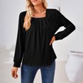 thumbnail image 6 of Stichou Womens Tops Ruffled Square Collar T-Shirts Women Striped Tee Spring Summer Casual Loose Fit Sleeveless Shirt Black M, 6 of 6
