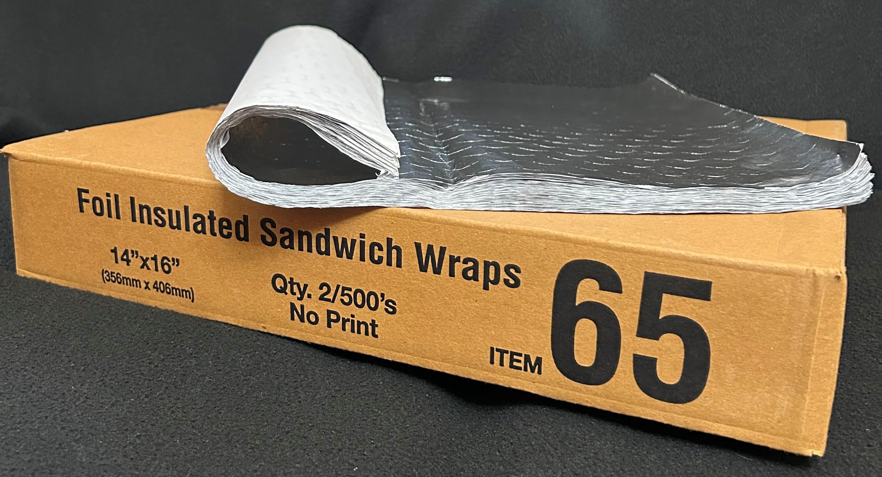 1,000 Insulated Cushion Foil Paper Sandwich Wrap 14" x 16", Two (2) Bundles of 500 Wraps Each