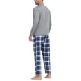 thumbnail image 4 of MoFiz Pjs Men's Pajama Sets Long Sleeve Top Checkered Pants Cozy Loungewear 2 Pieces, 4 of 7