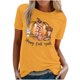 thumbnail image 1 of Blusa de manga corta con estampado de otoño y cuello redondo informal de verano para mujer Pompotops  hfajkhk139877, 1 of 4