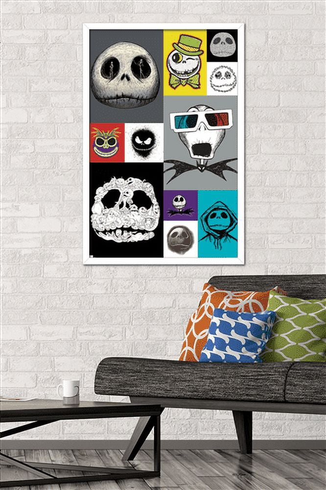 Disney Tim Burton's The Nightmare Before Christmas - Jack Grid Wall Poster, 22.375" x 34", Framed