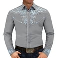 thumbnail image 6 of Retro Cowboy Shirts for Men Western Embroidered Long Sleeve Button Down Shirt Spring Summer Slim Fit Tops Grey L, 6 of 7