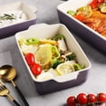thumbnail image 4 of SWEEJAR Ceramic Bakeware Set - Rectangular Baking Dish Lasagna Pans for Kitchen - 11.8 x 7.8 x 2.75 Inch - Gradient Purple, 4 of 6