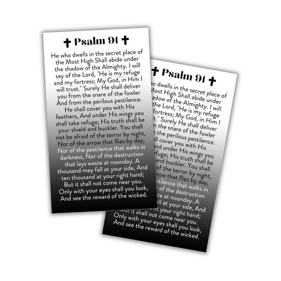 Psalms 91 Prayer for Protection Wallet Cards 30pk 2x3.5 Verses Black Gray Ombre Design New Drivers Pocket Encouragement Minimalist Modern