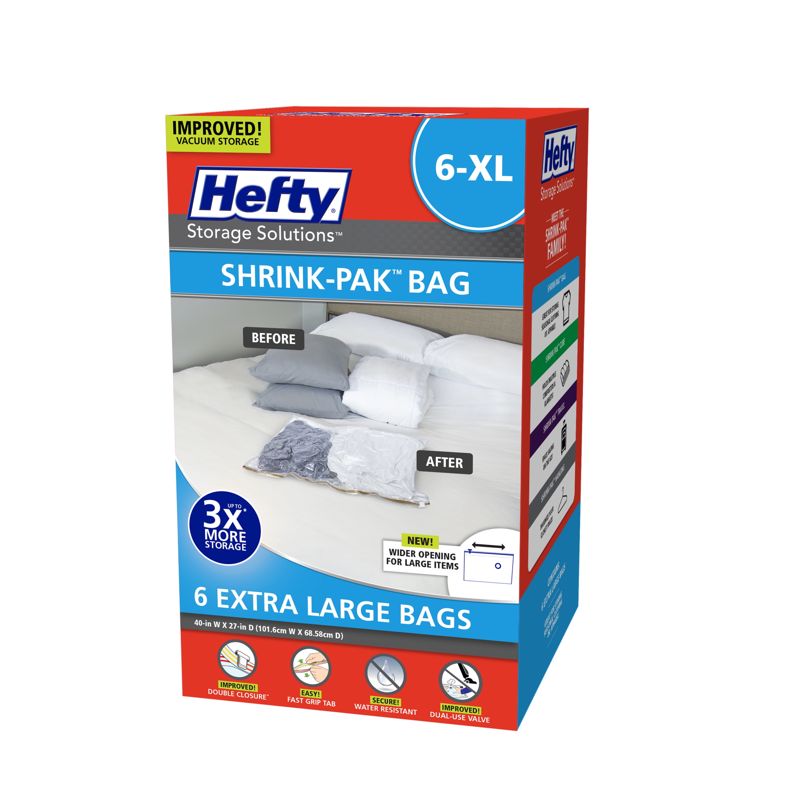 Hefty SHRINK-PAK 6 XL Bags with Long Zippers