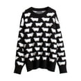 thumbnail image 4 of larppty Women's Cute Sweater Crewneck Long Sleeve Oversized Color Block Knit Pullover Fall Top Fashion (Black, S), 4 of 4